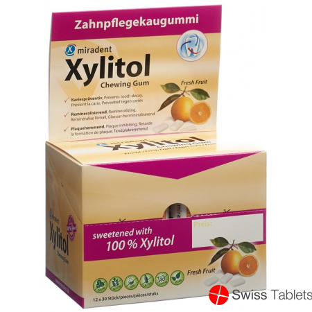Miradent Xylitol Zahnpflege Kaugummi Fru 12x 30 Stück buy online