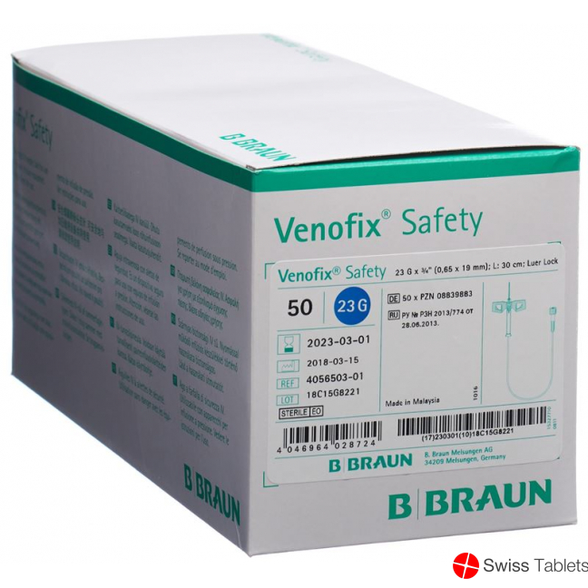 Venofix Safety 23g 0.65x19mm Blau Schl30cm 50 Stück buy online Venofix Safety 23g 0.65x19mm Blau Schl30cm 50 Stück buy online