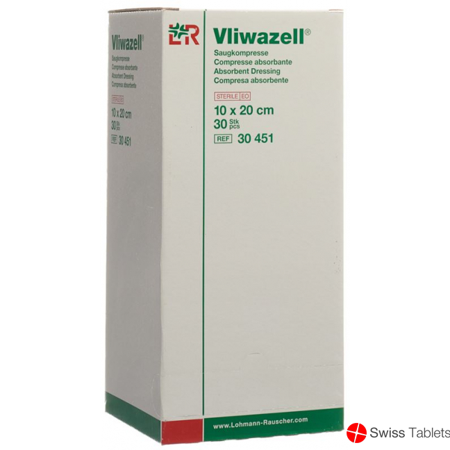 Vliwazell Set 1 Saugkompresse 10x20cm Steril 30 Stück buy online