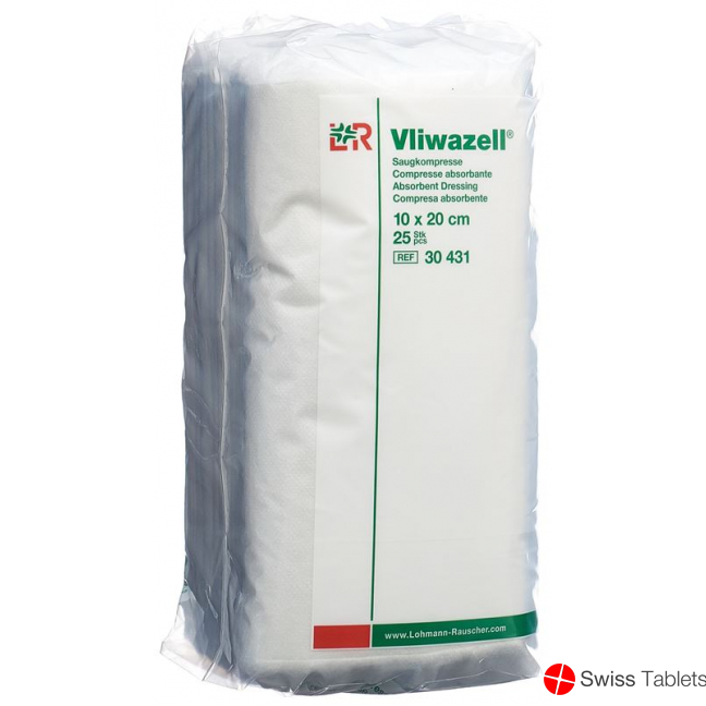 Vliwazell Saugkompresse 10x20cm 25 Stück buy online