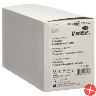 Mediset Cellodent Tupfer 4x5cm Steril 110 Beutel 2 Stück