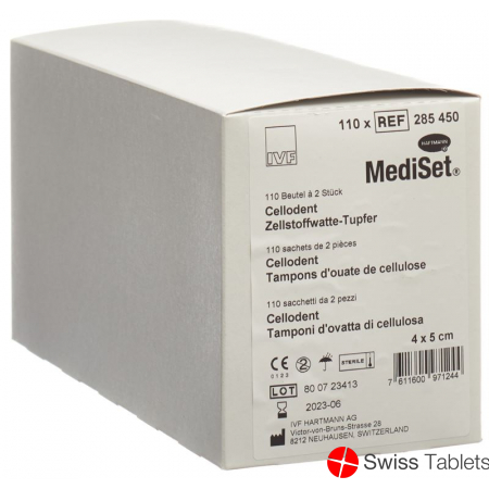 Mediset Cellodent Tupfer 4x5cm Steril 110 Beutel 2 Stück buy online