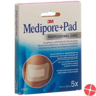3M Medipore + Pad 5x7.2cm / Wundkissen 2.8x3.8cm 5 Stück