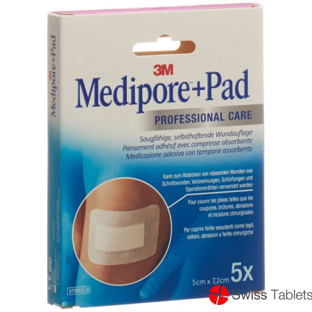 3M Medipore + Pad 5x7.2cm / Wundkissen 2.8x3.8cm 5 Stück buy online
