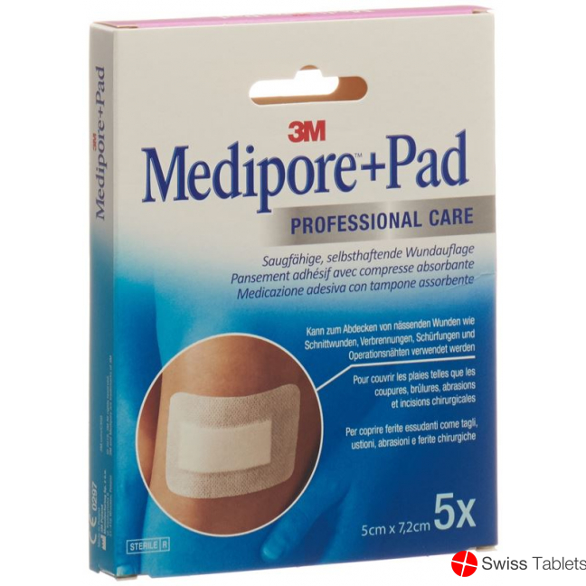 3M Medipore + Pad 5x7.2cm / Wundkissen 2.8x3.8cm 5 Stück buy online