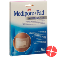 3M Medipore + Pad 10x10cm / Wundkissen 5x5.5cm 5 Stück
