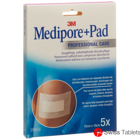 3M Medipore + Pad 10x10cm / Wundkissen 5x5.5cm 5 Stück buy online