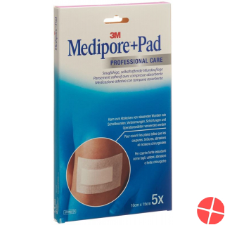 3M Medipore + Pad 10x15cm / Wundkissen 5x10.5cm 5 Stück