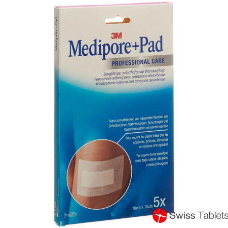 3M Medipore + Pad 10x15cm / Wundkissen 5x10.5cm 5 Stück buy online