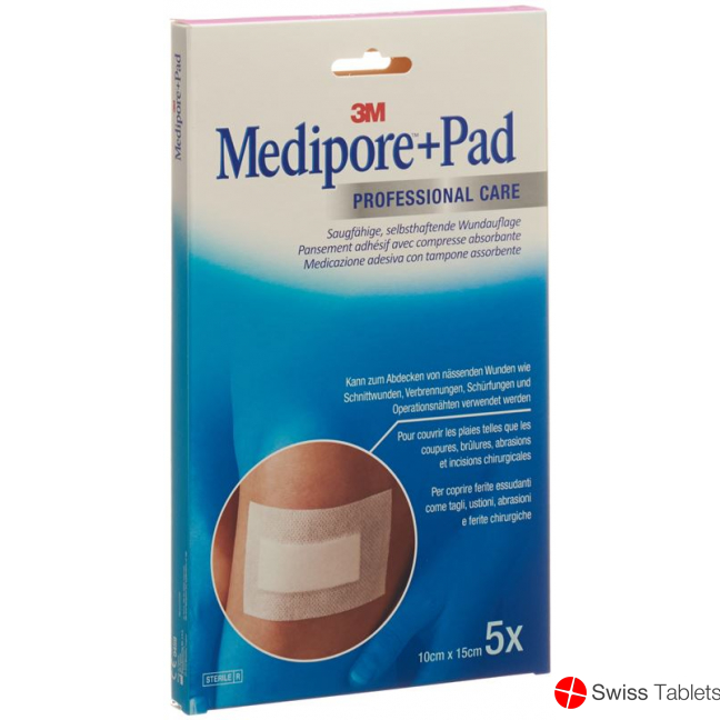 3M Medipore + Pad 10x15cm / Wundkissen 5x10.5cm 5 Stück buy online