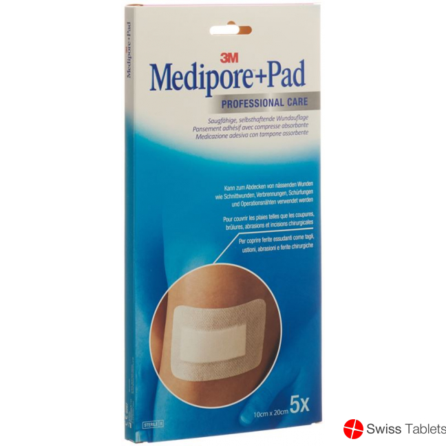 3M Medipore + Pad 10x20cm / Wundkissen 5x15.5cm 5 Stück buy online