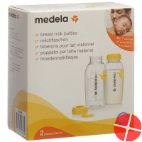 Medela Milchflasche 250ml 2 Stück bedruckt mit Deckel