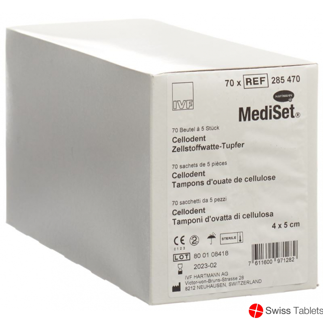 Mediset Cellodent Tupfer 4x5cm 70x 5 Stück buy online