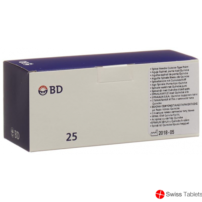 BD Yale Spinal Nadeln 22g 0.7x89mm Schwarz 25 Stück buy online