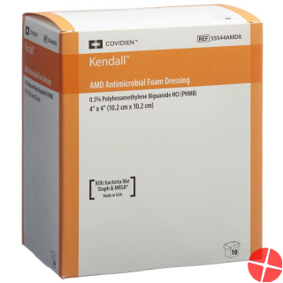 Kendall AMD antimikrobieller Schaumstoffverband 10.2x10.2cm 10 Stück