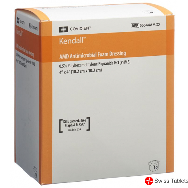 Kendall AMD antimikrobieller Schaumstoffverband 10.2x10.2cm 10 Stück buy online