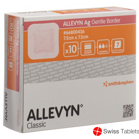Allevyn Ag Gentle Border Wundverband 7.5x7.5cm 10 Stück buy online