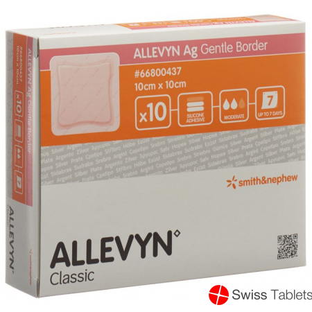 Allevyn Ag Gentle Border Wundverband 10x10cm 10 Stück buy online