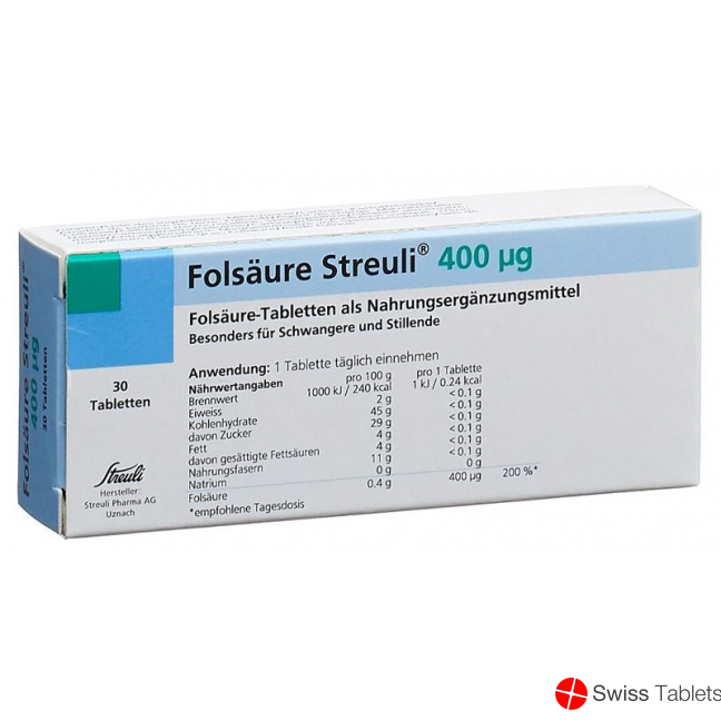 Folsäure Streuli Tabletten 400µg 30 Stück buy online