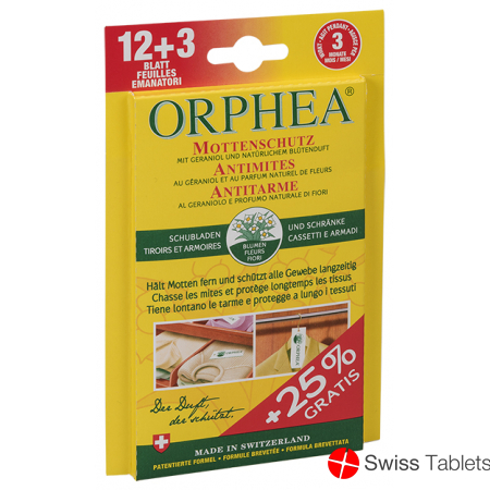 Orphea Mottenschutzblätter 12+3stk Aktion buy online