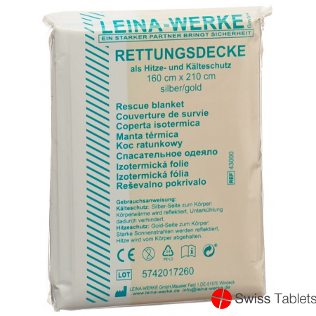 Leina Rettungsdecke 210x160cm Silber/gold buy online
