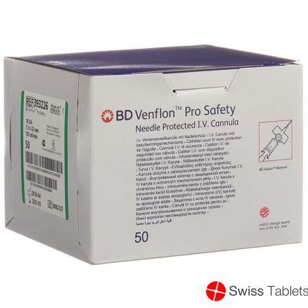BD Venflon Pro Safety 18g 1.3x32mm Grün 50 Stück buy online BD Venflon Pro Safety 18g 1.3x32mm Grün 50 Stück buy online