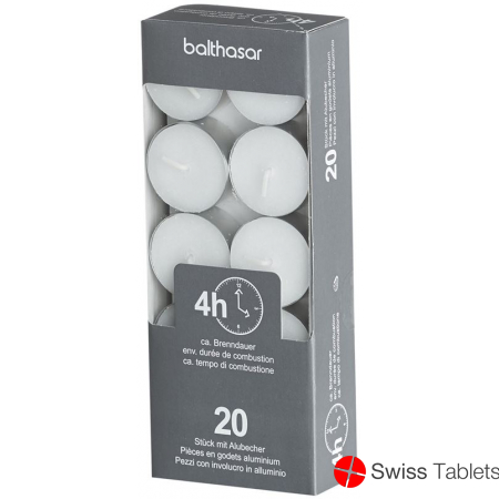 Balthasar Teelichte mit Alublech Weiss 4h 20 Stück buy online