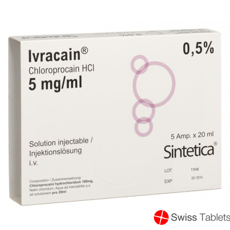 Ivracain Injektionslösung 0.5% 5 Ampullen 20ml buy online