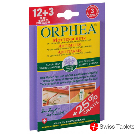 Orphea Mottenschutzblaett Lavendelduft 12+3stk Akt buy online