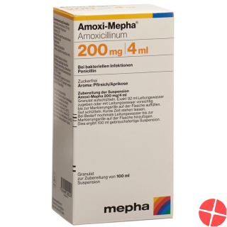 Amoxi Mepha 200 mg/4 ml 100 ml sugar-free powder suspension