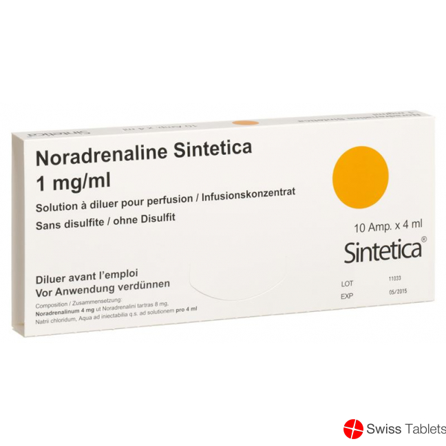 Noradrenalin Sint 4mg/4ml O Disulf 10 Ampullen 4ml buy online