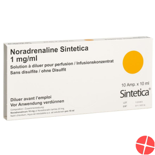 Noradrenalin Sint 10mg/10ml O Disulf 10 Ampullen 10ml