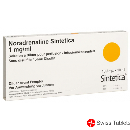 Noradrenalin Sint 10mg/10ml O Disulf 10 Ampullen 10ml buy online