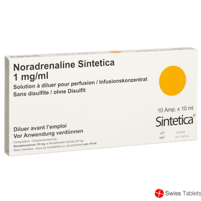 Noradrenalin Sint 10mg/10ml O Disulf 10 Ampullen 10ml buy online