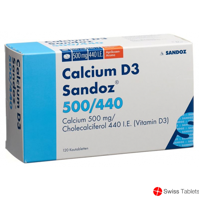 Calcium D3 Sandoz Kautabletten 500/440 Aprikose 120 Stück buy online