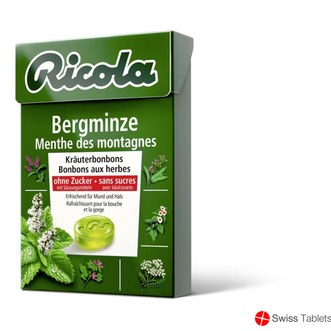 Ricola Bergminze Kräuterbonbons ohne Zucker Box 50g buy online