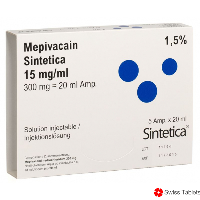 Mepivacain Sintetica Injektionslösung 1.5% 5 Ampullen 20ml buy online