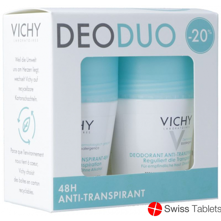 Vichy DeoDuo Anti-Transpirant 48H Roll-On 2x 50ml buy online