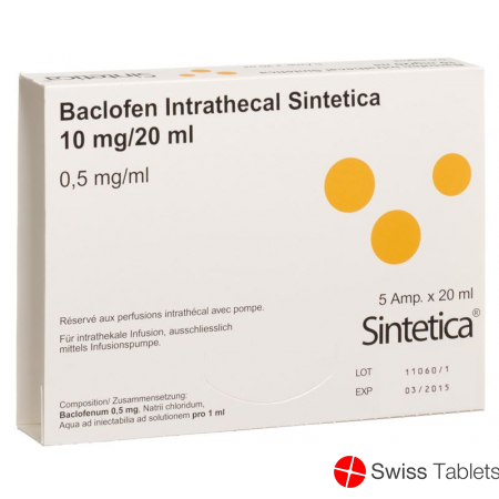 Baclofen Intrathecal Sint 10mg/20ml 5 Ampullen 20ml buy online