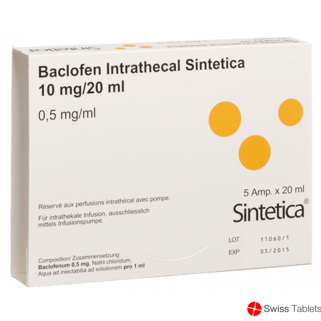 Baclofen Intrathecal Sint 10mg/20ml 5 Ampullen 20ml buy online