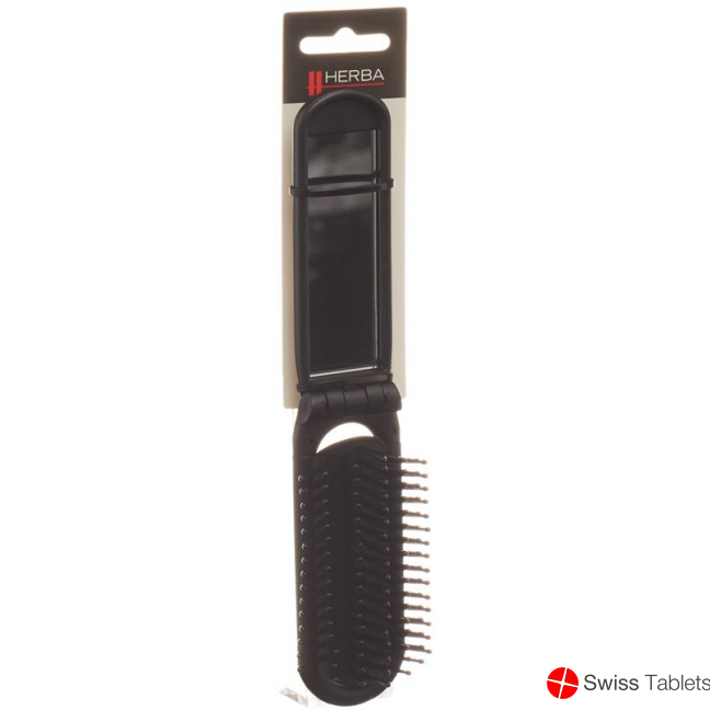 Herba folding brush with mirror black buy online