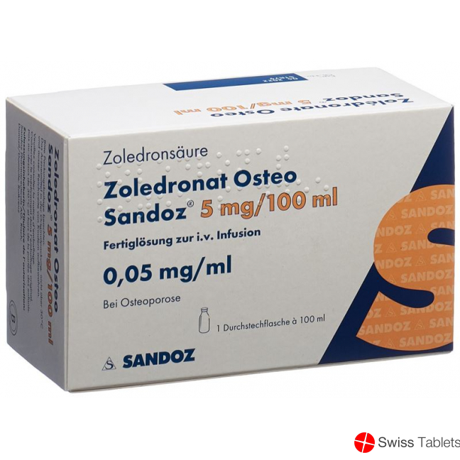 Zoledronat Osteo Sandoz Infusionslösung 5mg/100ml Ampullen buy online