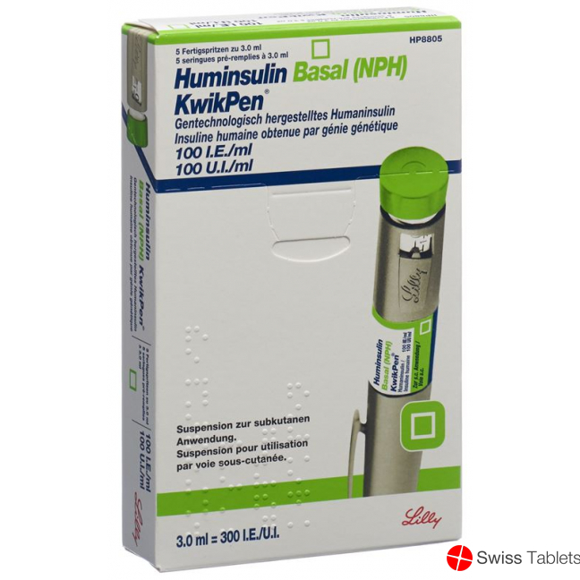 Huminsulin Basal Kwikpen Injektionssuspension 5 Fertigspritzen 3ml buy online