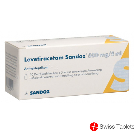 Levetiracetam Sandoz 500mg/5ml i.v. 10 Vial 5ml buy online