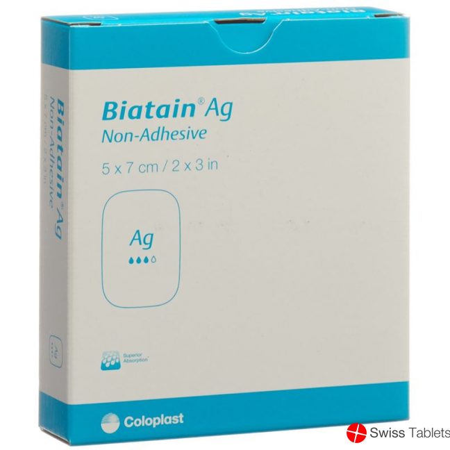 Biatain Ag Non-Adhesive Schaumverband 5x7cm 5 Stück buy online