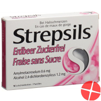 Strepsils Lutschtabletten Erdbeer ohne Zucker 16 Stück