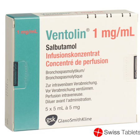 Ventolin Infusionskonzentrat 5mg/5ml 5 Ampullen 5ml buy online