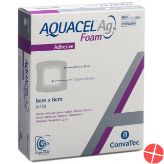 Aquacel Ag Foam 8x8cm Adhesive 10 Stück