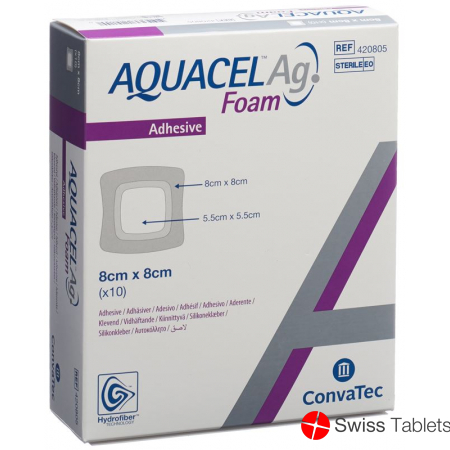 Aquacel Ag Foam 8x8cm Adhesive 10 Stück buy online