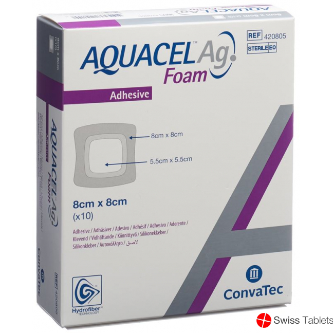 Aquacel Ag Foam 8x8cm Adhesive 10 Stück buy online